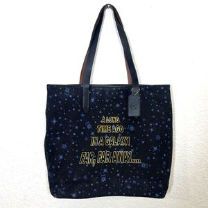 Star Wars X Coach Tote With Starry Print And Scroll Print Black Blue